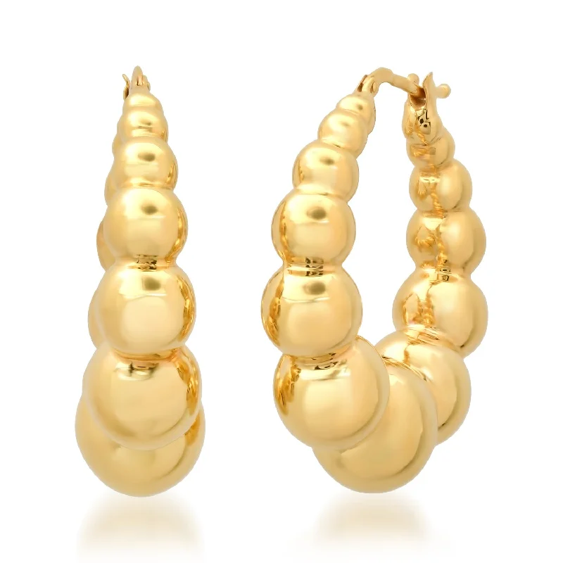 Modern Statement Jewelry For Bold Styling Graduated Puffy Gold Ball Hoop Earrings