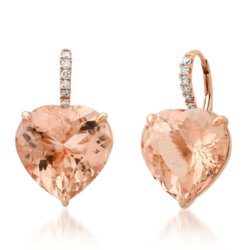 Shop Stylish Jewelry Now And Save Big Heavy Heart of Morganite & Diamond Drop Earrings