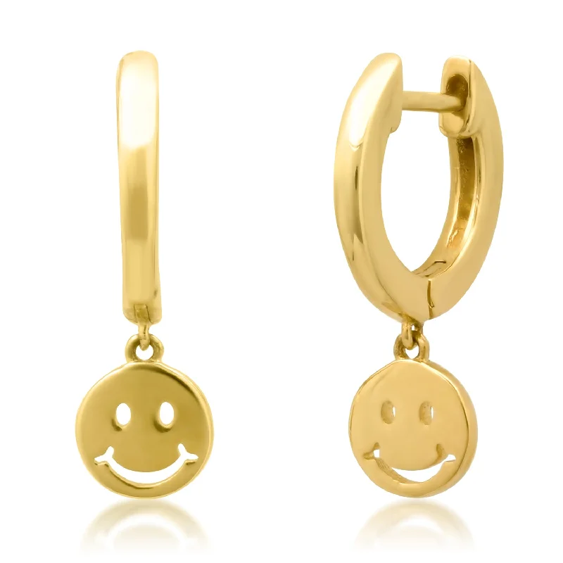 Discounted Jewelry For A Glamorous Look High Polish Smiley Face Huggie Hoops