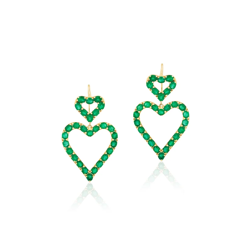 Don't Miss Our Biggest Jewelry Sale Of The Season Jumbo Double Heart Emerald Drop Earrings Don't Miss Our Biggest Jewelry Sale Of The Season Jumbo Double Heart Emerald Drop Earrings