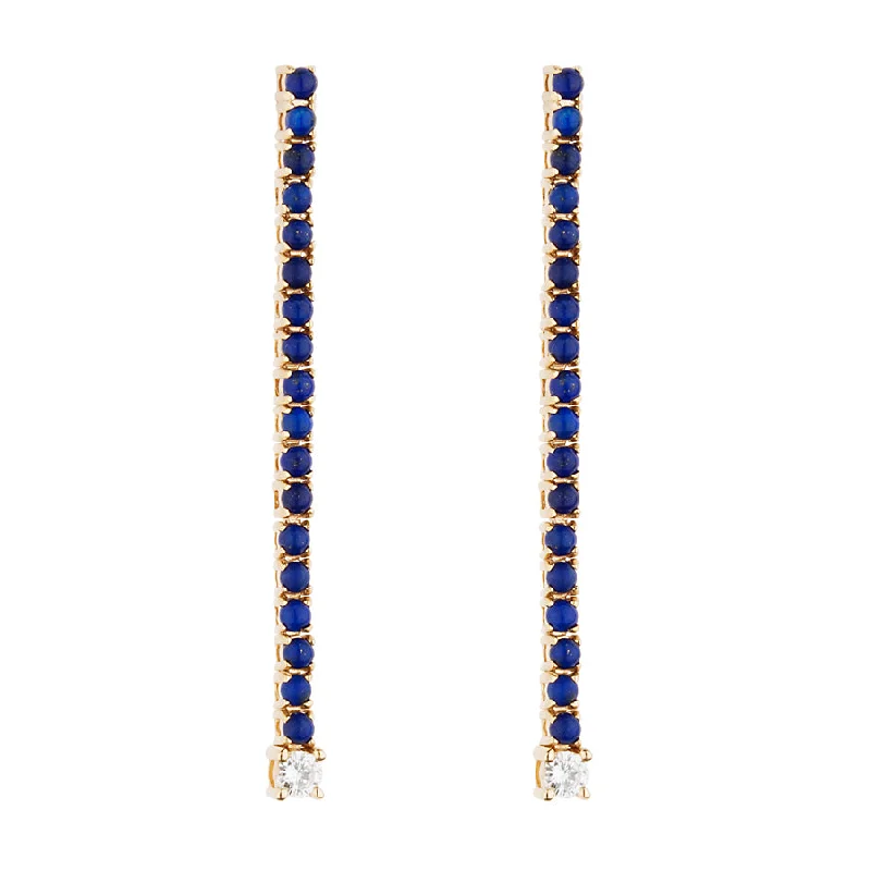 Unmissable Deals On Handmade Jewelry Collections Long Lapis & Diamond Tennis Earring Unmissable Deals On Handmade Jewelry Collections Long Lapis & Diamond Tennis Earring