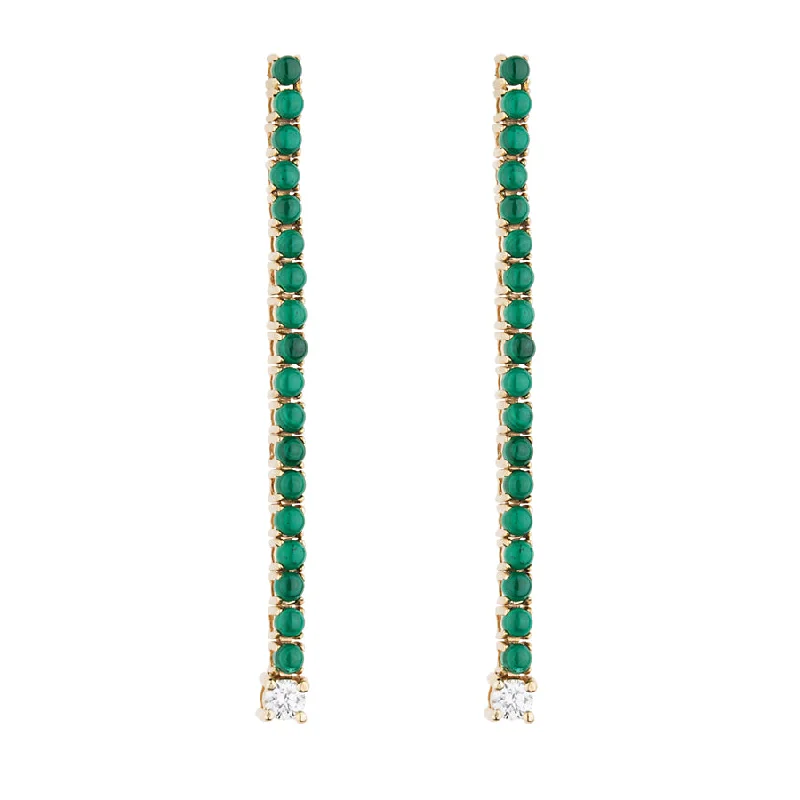Premium Jewelry, Premium Discounts – Act Fast Long Malachite & Diamond Tennis Earring Premium Jewelry, Premium Discounts – Act Fast Long Malachite & Diamond Tennis Earring