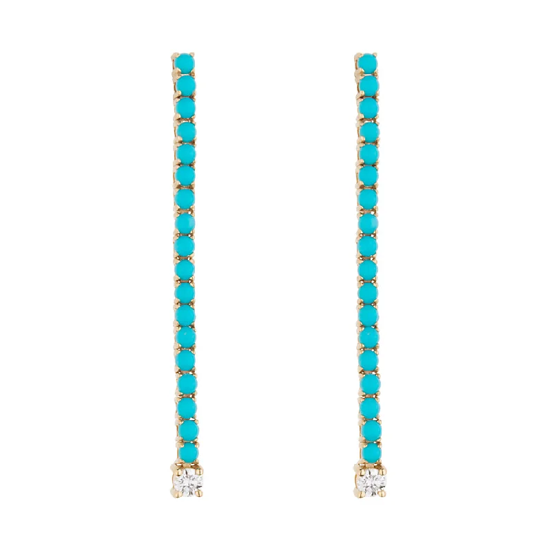 Your Perfect Accessory Now At The Best Price Long Turquoise & Diamond Tennis Earring Your Perfect Accessory Now At The Best Price Long Turquoise & Diamond Tennis Earring