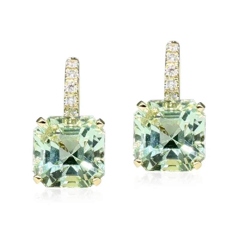 Last Chance To Grab Your Favorite Jewelry At A Discount One of a Kind Light Green Tourmaline Drop Earrings with Diamond Bail