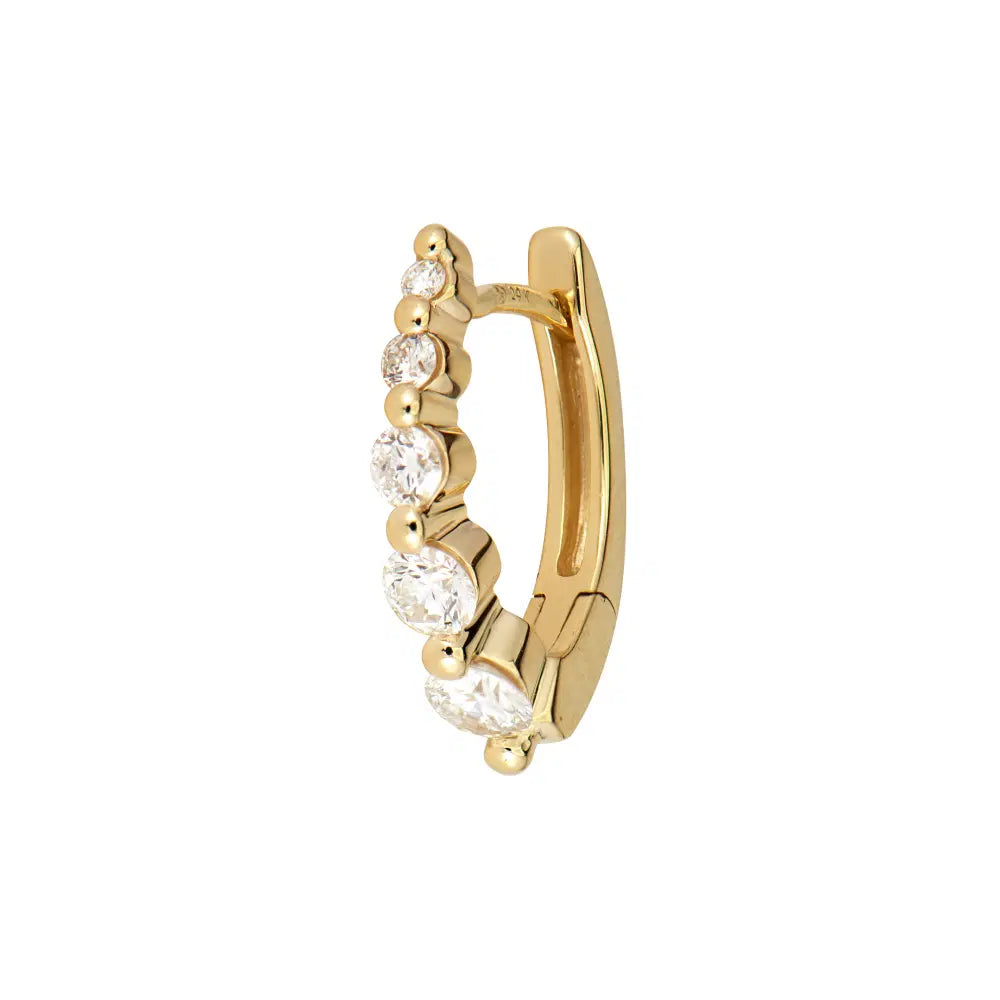 Classic And Modern Jewelry Styles On Sale Small Oval Graduated Diamond Huggie Hoops Earring