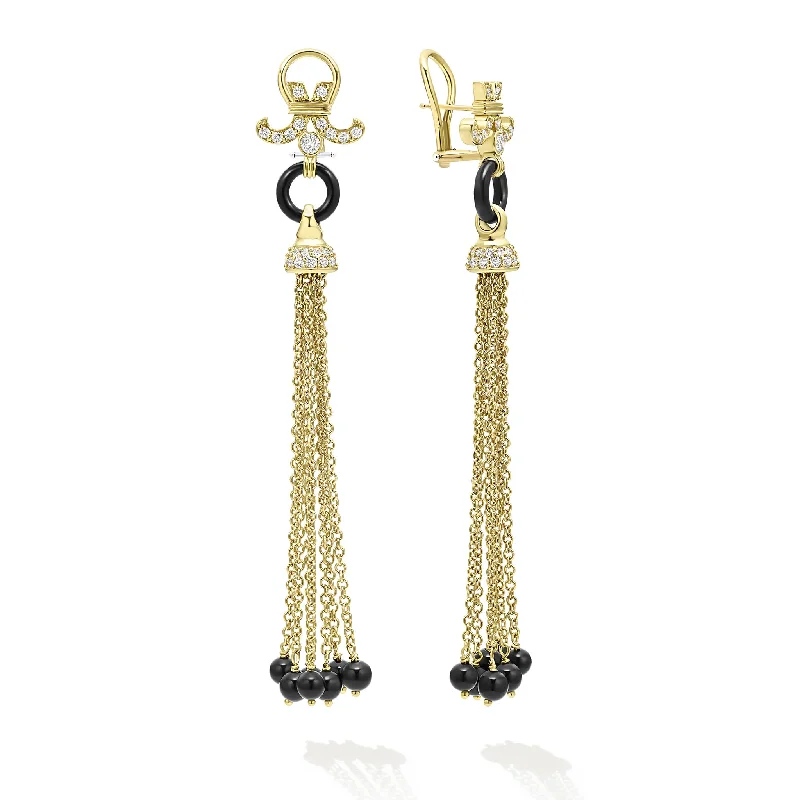 Get Your Favorite Jewelry At The Best Price Studio 18K Gold Black Agate Dragon Ball Tassel Earrings Get Your Favorite Jewelry At The Best Price Studio 18K Gold Black Agate Dragon Ball Tassel Earrings
