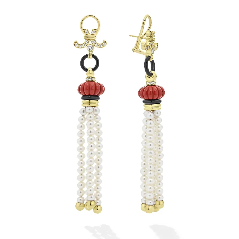 Celebrate With Sparkle – Jewelry Sale Now Live Studio 18K Gold Red Jasper and Pearl Diamond Tassel Earrings Celebrate With Sparkle – Jewelry Sale Now Live Studio 18K Gold Red Jasper and Pearl Diamond Tassel Earrings