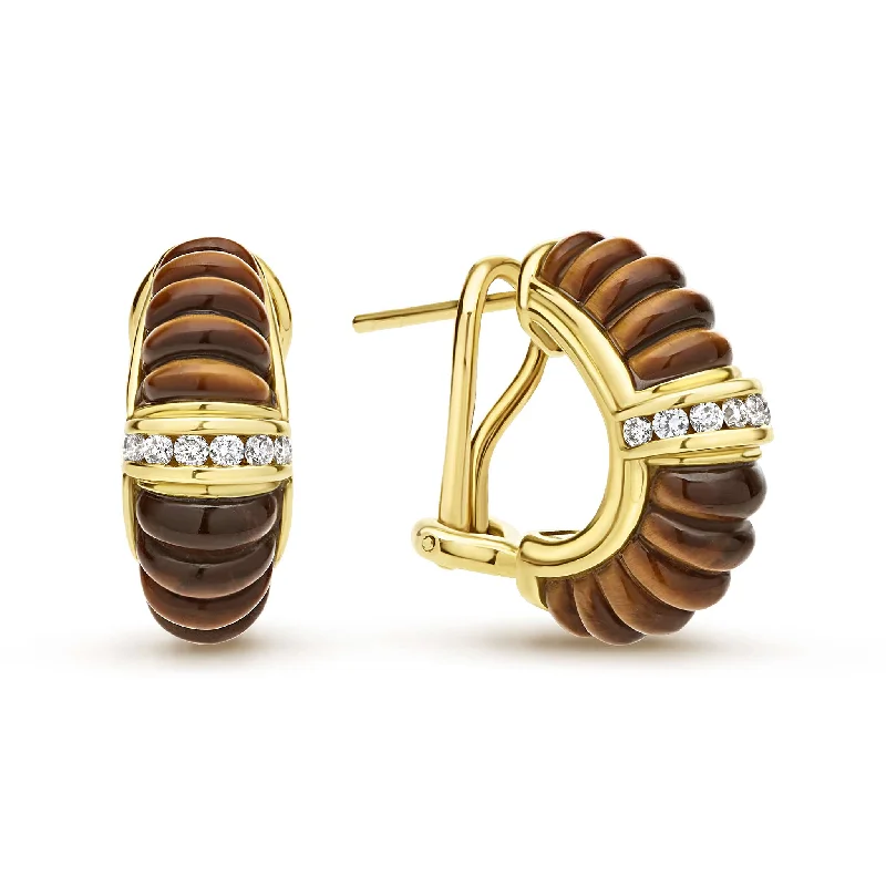 Grab Stylish Jewelry Before The Sale Ends Studio 18K Gold Fluted Tigers Eye Diamond Earrings Grab Stylish Jewelry Before The Sale Ends Studio 18K Gold Fluted Tigers Eye Diamond Earrings