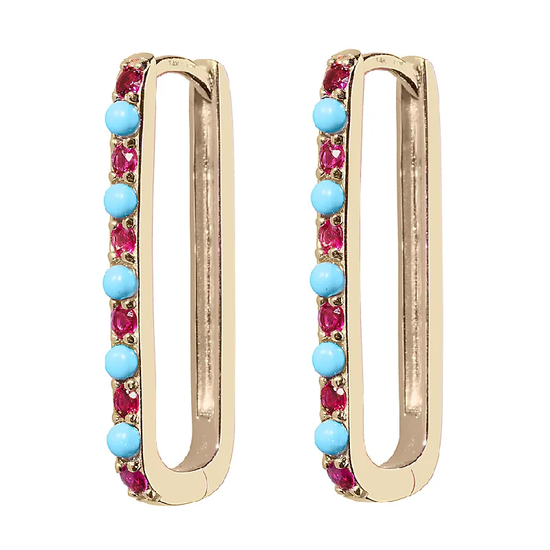 Luxury Meets Affordability – Jewelry Sale Now Live Turquoise & Ruby Large Paperclip Hoop Earring Luxury Meets Affordability – Jewelry Sale Now Live Turquoise & Ruby Large Paperclip Hoop Earring