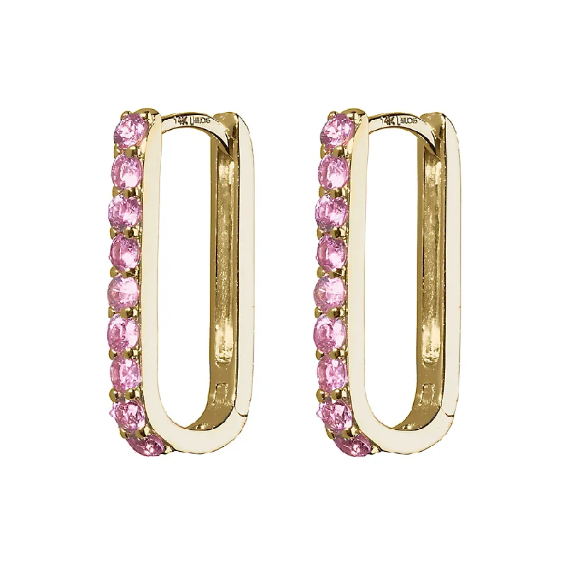 High-End Jewelry, Now More Affordable Than Ever Pink Sapphire or Turquoise Small Paperclip Hoop Earring High-End Jewelry, Now More Affordable Than Ever Pink Sapphire or Turquoise Small Paperclip Hoop Earring
