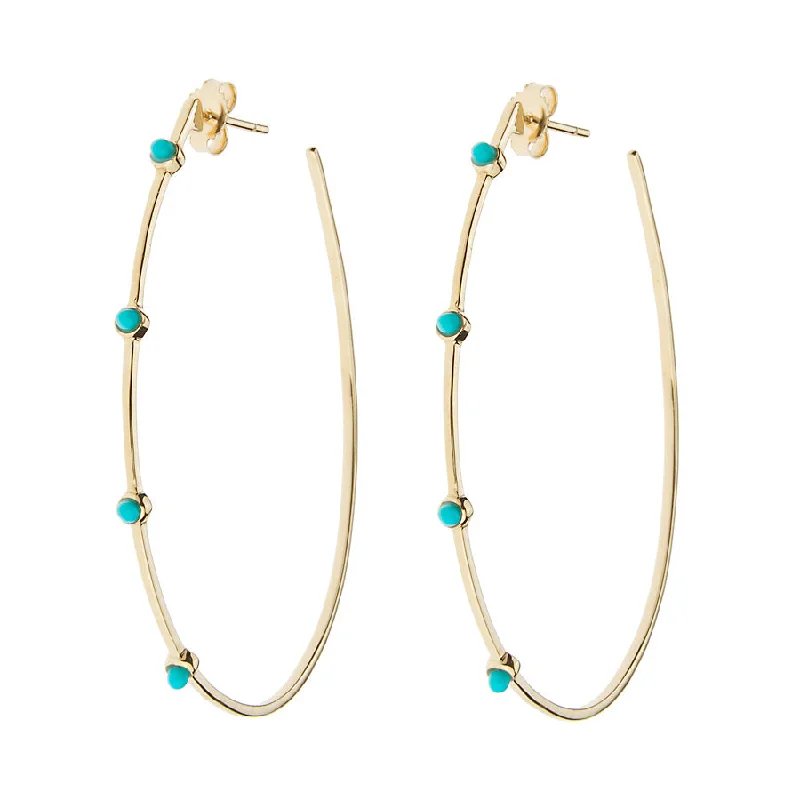 Limited-Time Offer On Elegant Jewelry Pieces Turquoise Stones Teardrop Hoop Earrings