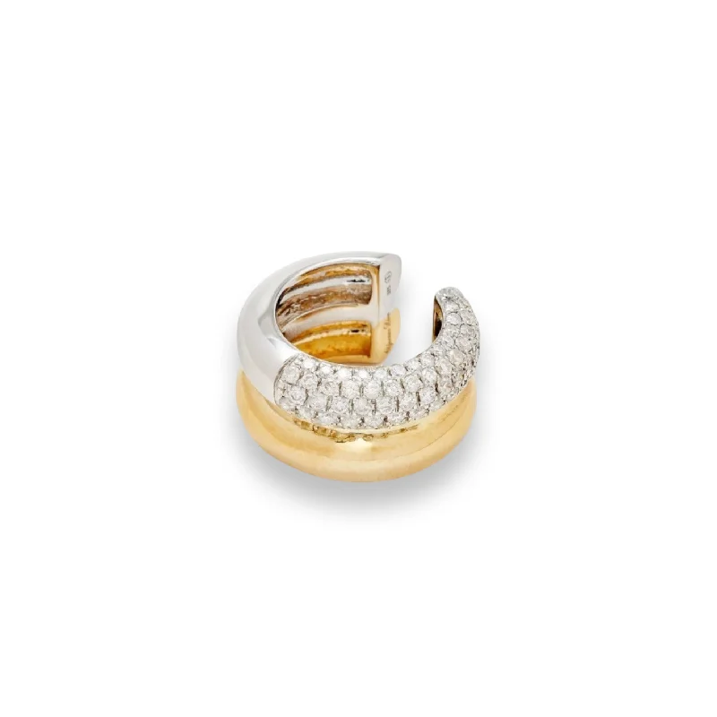 Timeless Elegance At Unbelievable Discounts Two Tone Gold & Diamond Ear Cuff