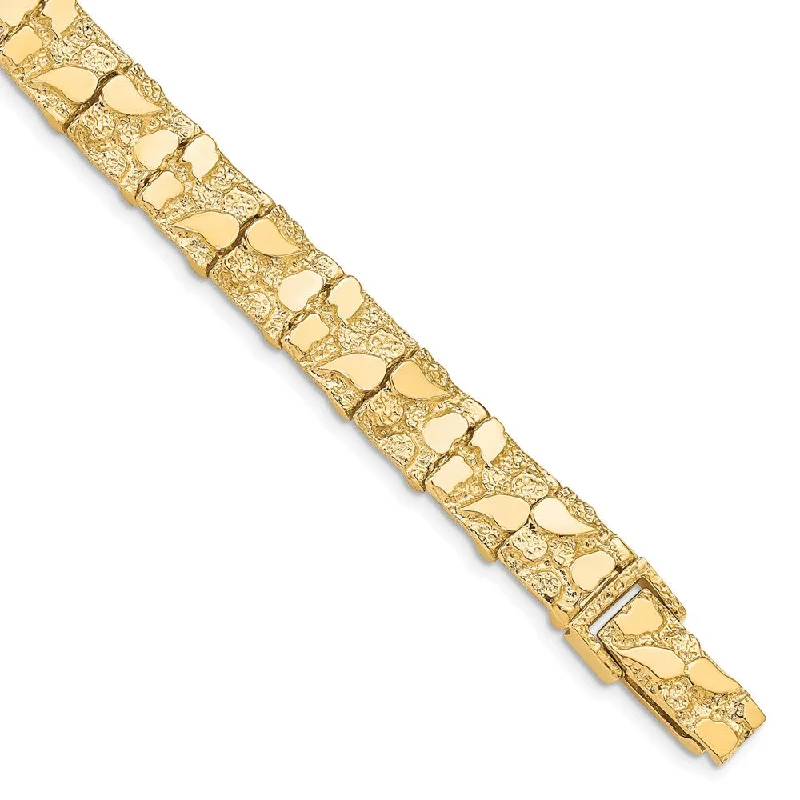 Limited-Time Offer On Elegant Jewelry Pieces 10mm 10k Yellow Gold Nugget Link Bracelet, 7 Inch