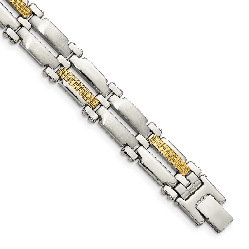 Bestselling Jewelry At Special Promotional Rates 10mm Stainless Steel & 14K Yellow Gold Accent Link Bracelet, 8.5 Inch Bestselling Jewelry At Special Promotional Rates 10mm Stainless Steel & 14K Yellow Gold Accent Link Bracelet, 8.5 Inch