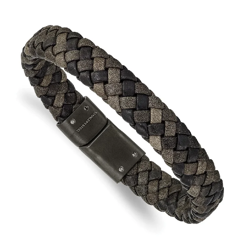 Limited-Time Jewelry Sale – Don't Miss Out On Dazzling Discounts 11mm Gunmetal Plated Stainless Steel & Brown Leather Bracelet, 8.25 In Limited-Time Jewelry Sale – Don't Miss Out On Dazzling Discounts 11mm Gunmetal Plated Stainless Steel & Brown Leather Bracelet, 8.25 In