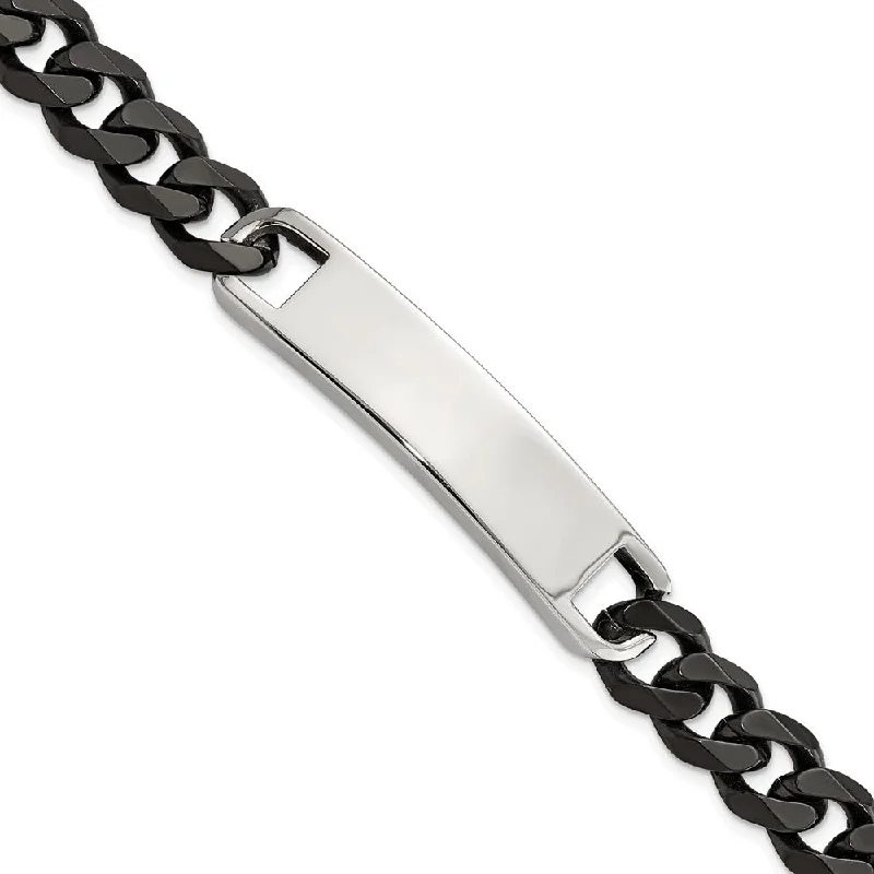 Grab Stylish Jewelry Before The Sale Ends 11mm Stainless Steel & Black Plated Curb Link I.D. Bracelet, 8.5 Inch Grab Stylish Jewelry Before The Sale Ends 11mm Stainless Steel & Black Plated Curb Link I.D. Bracelet, 8.5 Inch