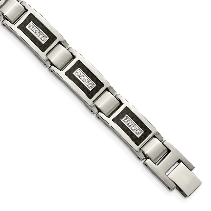 Limited-Time Jewelry Sale – Don't Miss Out On Dazzling Discounts 11mm Stainless Steel, CZ & Black Carbon Fiber Link Bracelet, 8.75 In Limited-Time Jewelry Sale – Don't Miss Out On Dazzling Discounts 11mm Stainless Steel, CZ & Black Carbon Fiber Link Bracelet, 8.75 In