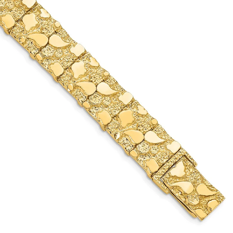 Unlock Unbeatable Jewelry Deals Before They’Re Gone 12.5mm 14k Yellow Gold Nugget Link Bracelet, 7 Inch