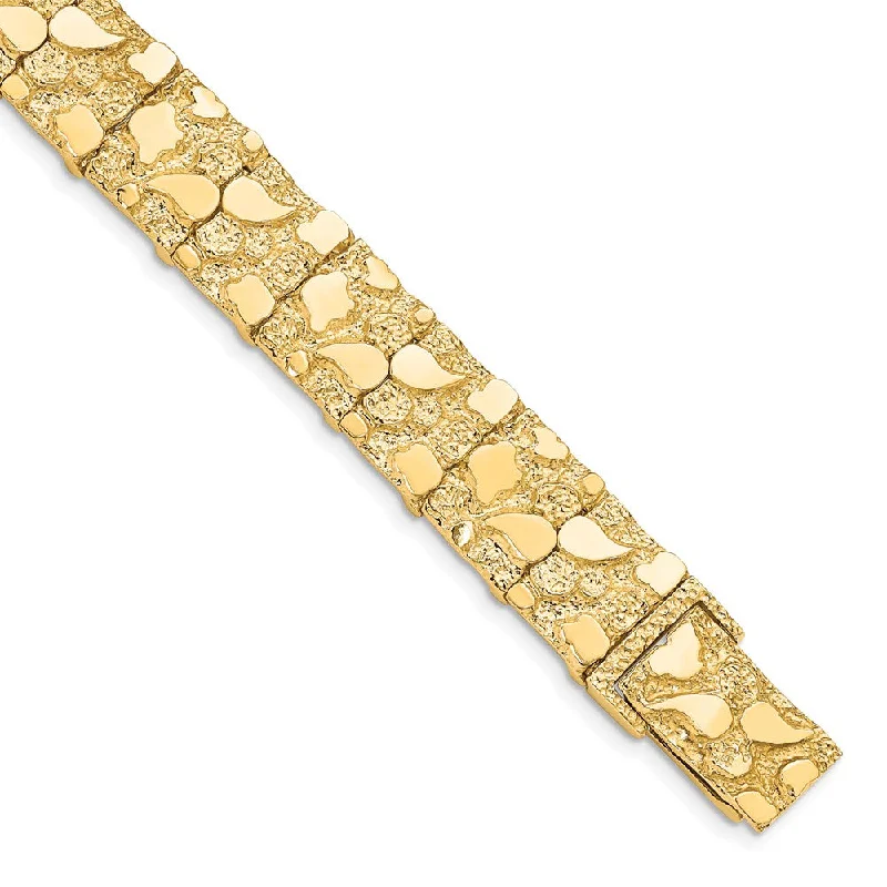 Affordable Luxury Jewelry – Style At A Great Price 12mm 10k Yellow Gold Nugget Link Bracelet, 7 Inch