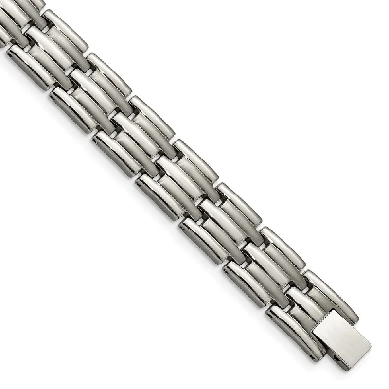 Luxury Jewelry At Budget-Friendly Prices – Grab Yours Now 12mm Multi-Finish Titanium Link Bracelet - 8.5 Inch