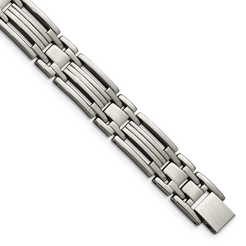 Limited-Time Jewelry Sale – Don't Miss Out On Dazzling Discounts 12mm Multi-Finish Titanium Link Bracelet - 8.75 Inch