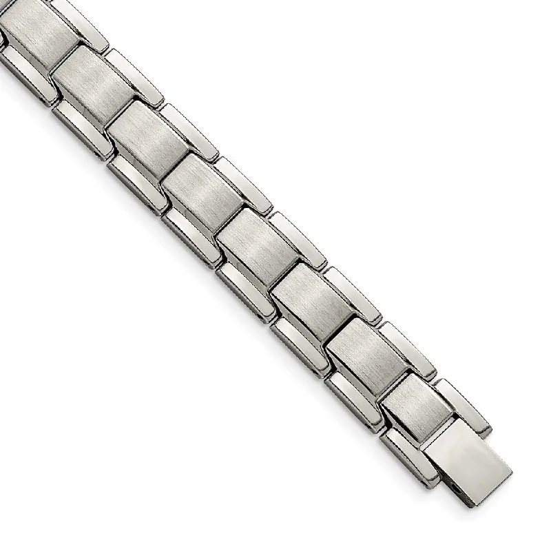 Trending Jewelry Styles Now At Limited-Time Discounts 12mm Stainless Steel Brushed & Polished Classic Link Bracelet, 8.25 In