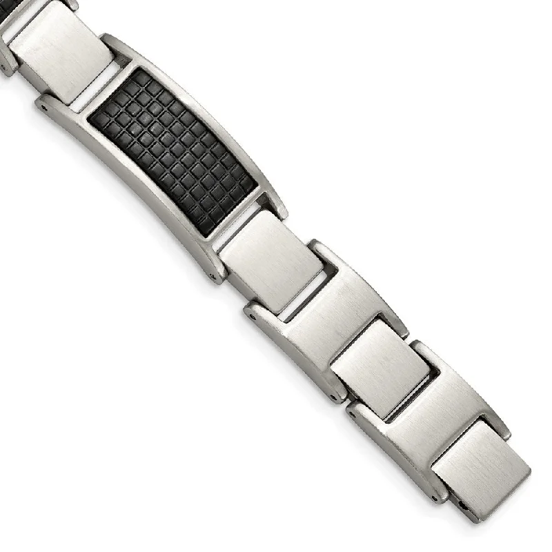 Premium Jewelry Now Available At Special Discounts 13mm Stainless Steel Brushed & Black Plated Link Adj. Bracelet, 8 Inch Premium Jewelry Now Available At Special Discounts 13mm Stainless Steel Brushed & Black Plated Link Adj. Bracelet, 8 Inch