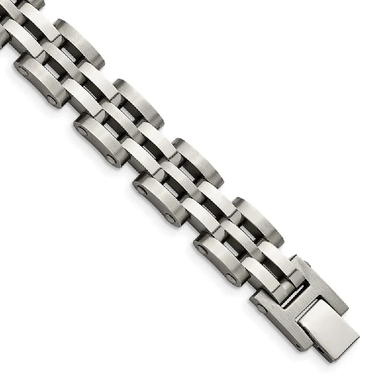 Last Chance To Grab Your Favorite Jewelry At A Discount 13mm Stainless Steel Brushed & Polished Panther Link Bracelet, 8.75 In