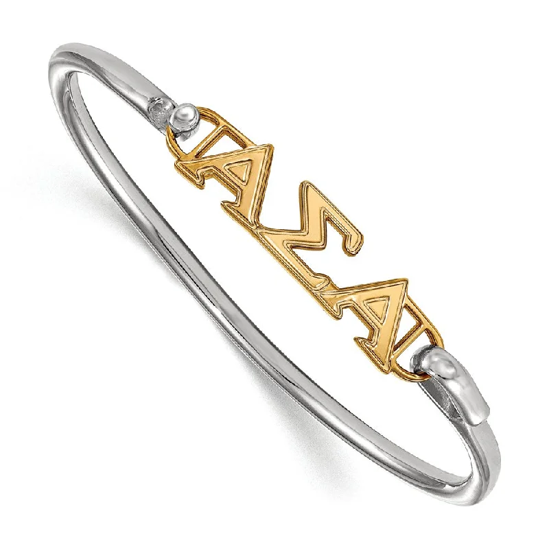 Affordable Luxury Jewelry For Every Occasion 14K Plated Silver Alpha Sigma Alpha Small Clasp Bangle - 6 in.