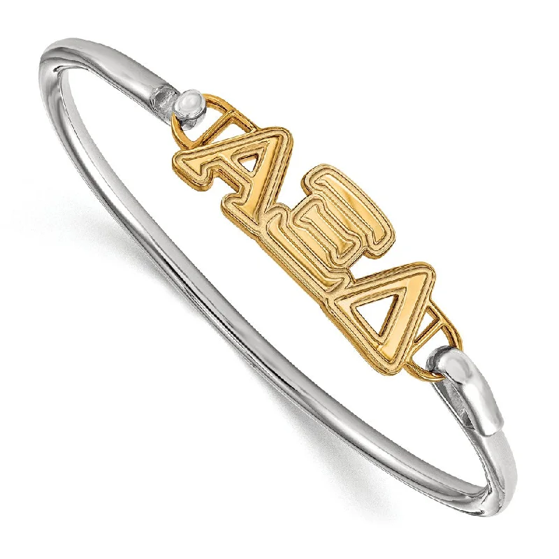 Seasonal Jewelry Deals – Elevate Your Style 14K Plated Silver Alpha Xi Delta Small Clasp Bangle - 6 in.