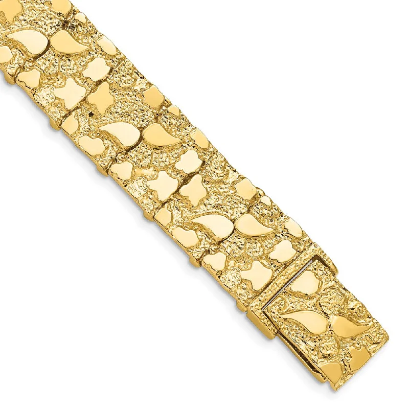 Save On Luxury Jewelry Pieces – Limited-Time Offers 15mm 14k Yellow Gold Nugget Link Bracelet, 8 Inch