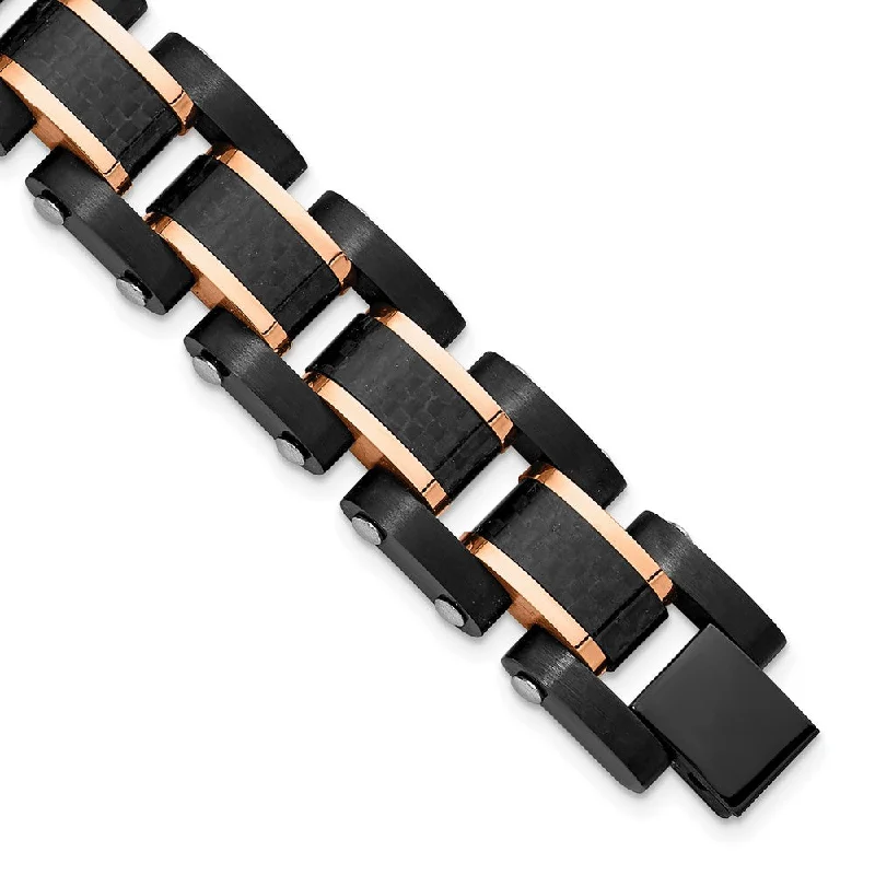 Get The Sparkle You Love At Prices You Adore 15mm Stainless Steel & Carbon Fiber Multicolor Link Bracelet, 8.5 Inch Get The Sparkle You Love At Prices You Adore 15mm Stainless Steel & Carbon Fiber Multicolor Link Bracelet, 8.5 Inch