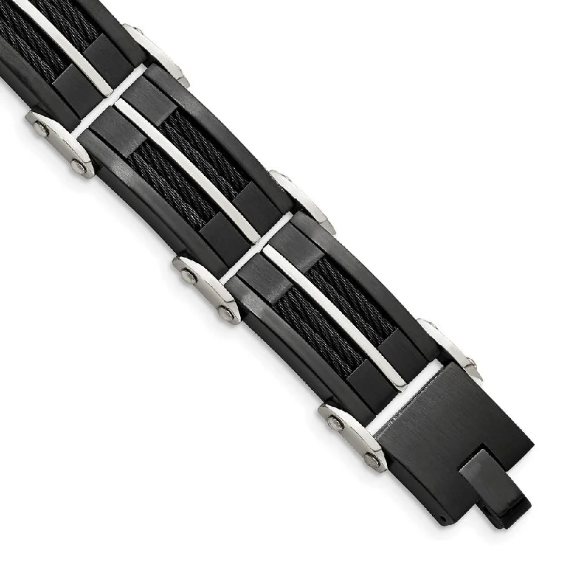 Elegant Jewelry, Exclusive Prices – Shop Now 17.5mm Stainless Steel & Black Plated Wire Link Bracelet, 8.75 Inch Elegant Jewelry, Exclusive Prices – Shop Now 17.5mm Stainless Steel & Black Plated Wire Link Bracelet, 8.75 Inch
