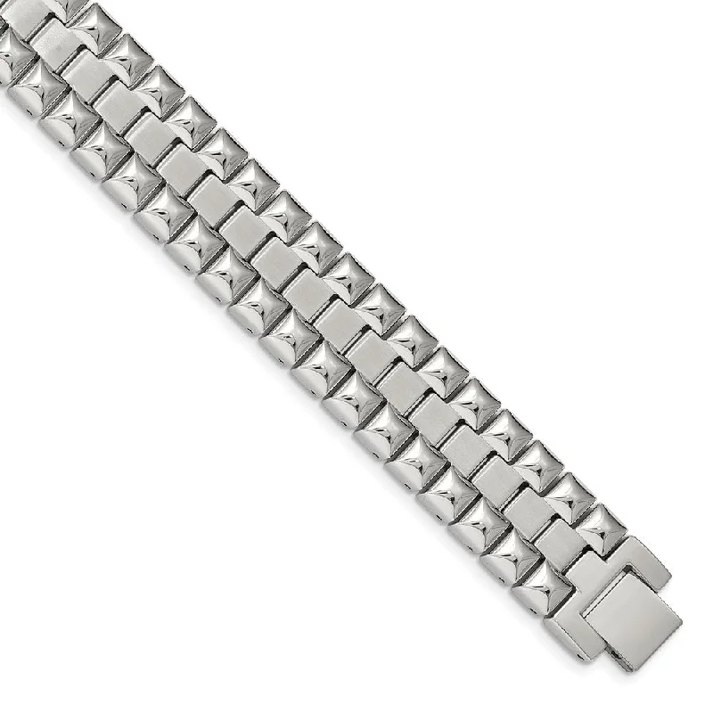 Bestselling Jewelry At Special Promotional Rates 17mm Stainless Steel Brushed & Polished Heavy Link Bracelet, 8.25 Inch