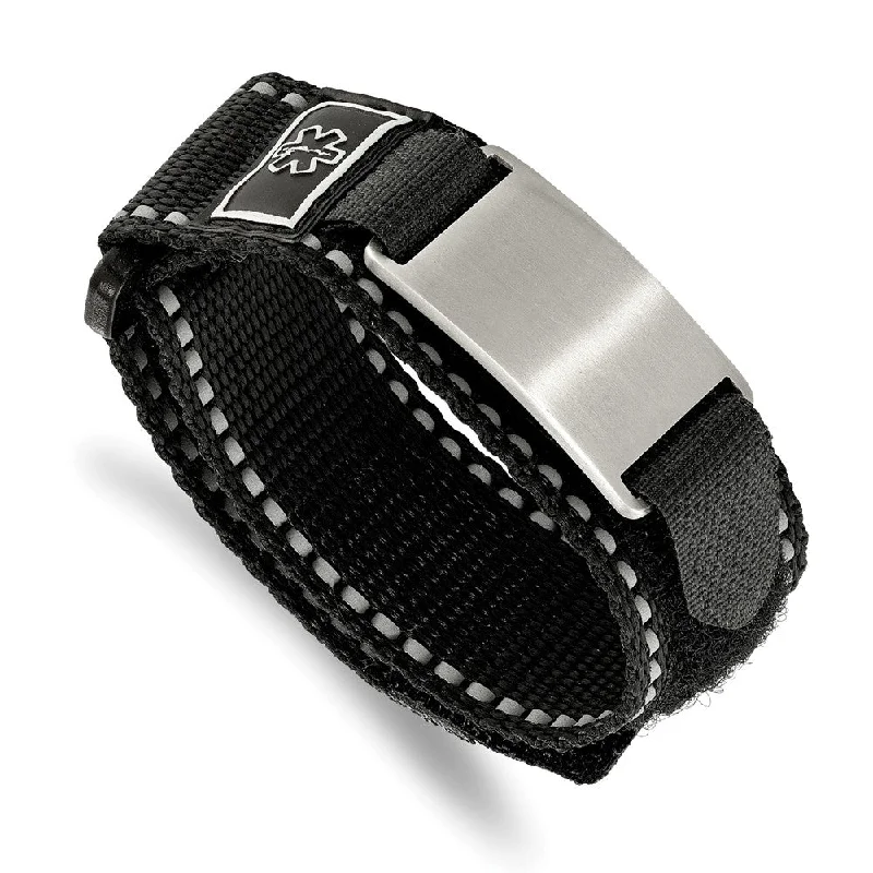Glamorous Jewelry, Glamorous Deals – Shop Now 24mm Stainless Steel Black Nylon Velcro Medical I.D. Bracelet, 6-8.5in Glamorous Jewelry, Glamorous Deals – Shop Now 24mm Stainless Steel Black Nylon Velcro Medical I.D. Bracelet, 6-8.5in