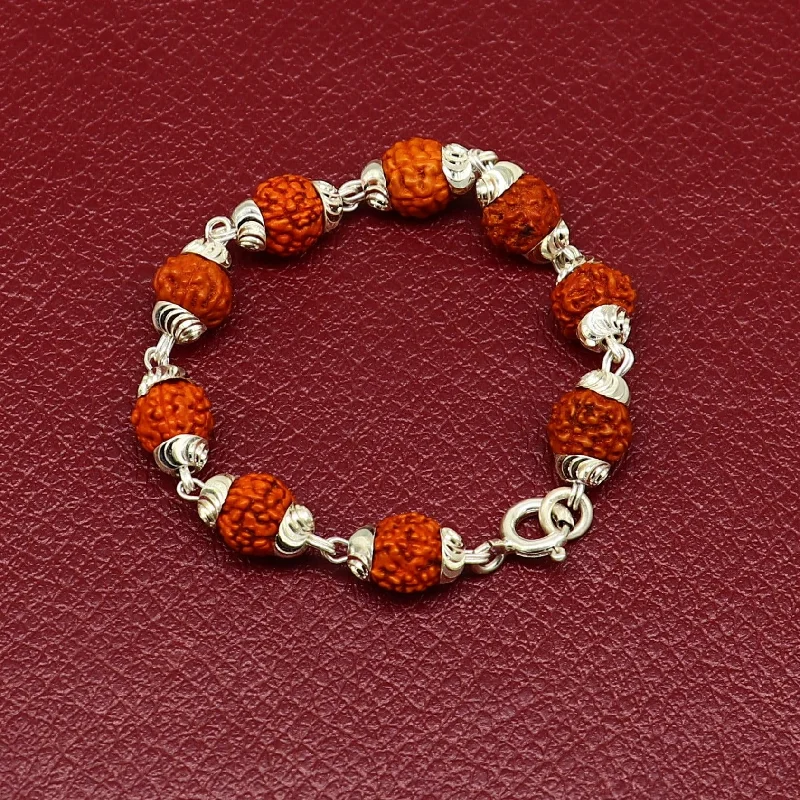 Exclusive Jewelry Sale – Limited-Time Discounts 4.5" inch small 925 fine sterling silver customized Rudraksha beads stunning stylish bracelet or necklace for idols god shiva sbr218