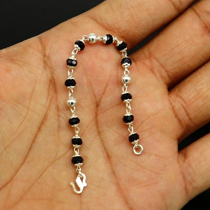 Jewelry Sale – Exclusive Styles At Lower Prices 4.5" inches long handmade sterling silver beaded bracelet or necklace for baby krishna figurine or sculpture, best puja necklace sbr226 Jewelry Sale – Exclusive Styles At Lower Prices 4.5" inches long handmade sterling silver beaded bracelet or necklace for baby krishna figurine or sculpture, best puja necklace sbr226