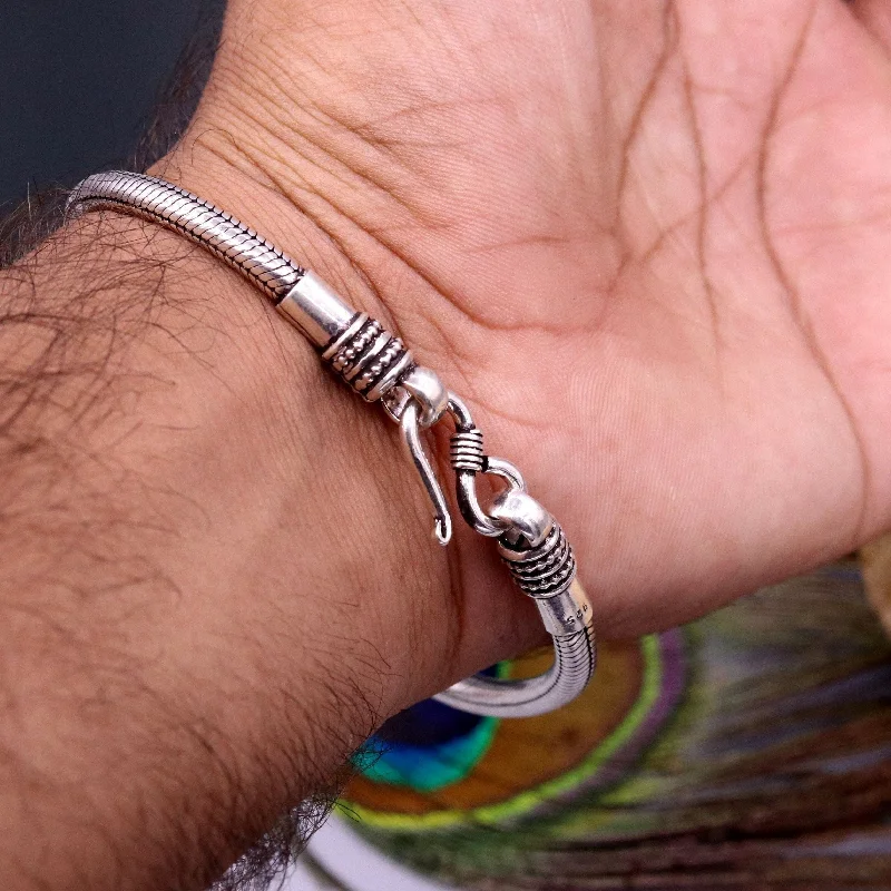 Buy More, Save More On Stunning Jewelry Pieces 4mm 925 sterling silver snake chain 8.5" bracelet excellent flexible unisex bracelet stylish  vintage jewelry from Rajasthan india sbr46