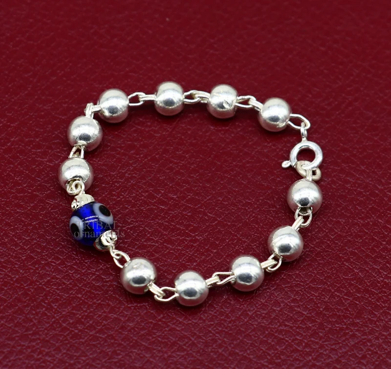 Shine Bright With Our Special Jewelry Promotions 5" 925 sterling silver handmade beaded evil eye bracelet, amazing stylish unisex kids bracelet  jewelry nsbr474