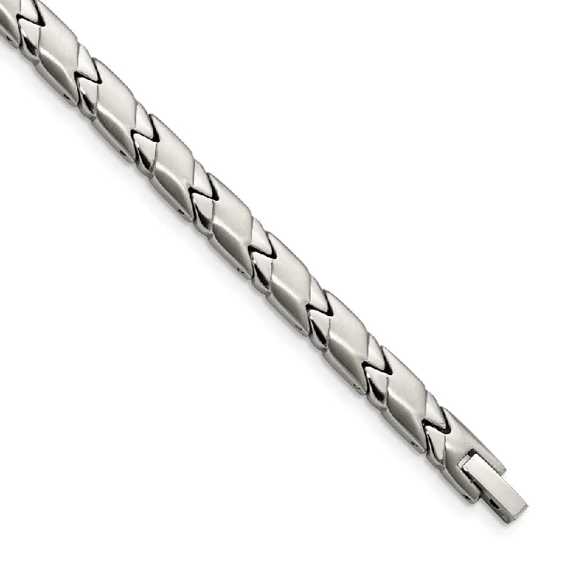 Elevate Your Jewelry Collection With Limited-Time Savings 6.5mm Stainless Steel Brushed & Polished Zigzag Link Bracelet, 8.25 In Elevate Your Jewelry Collection With Limited-Time Savings 6.5mm Stainless Steel Brushed & Polished Zigzag Link Bracelet, 8.25 In