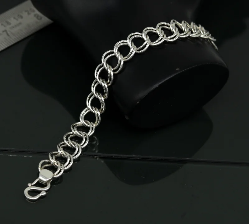 Sparkle For Less – Shop Jewelry Deals Now 7.5" inches 925 sterling silver handmade double link chain bracelet customized design gorgeous personalized gifting unisex jewelry sbr193