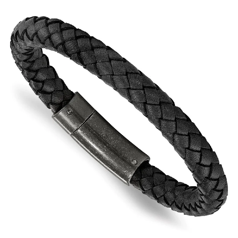 Elegant Jewelry, Affordable Luxury – Shop Now 7.8mm Stainless Steel Black or Brown Braided Leather Bracelet, 8.25 In Elegant Jewelry, Affordable Luxury – Shop Now 7.8mm Stainless Steel Black or Brown Braided Leather Bracelet, 8.25 In