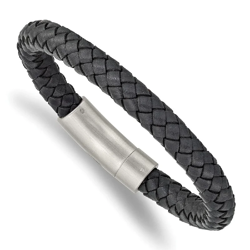 Luxury Meets Affordability – Jewelry Sale Now Live 7.8mm Stainless Steel Dark Gray Leather Braided Bracelet, 8.25 Inch Luxury Meets Affordability – Jewelry Sale Now Live 7.8mm Stainless Steel Dark Gray Leather Braided Bracelet, 8.25 Inch
