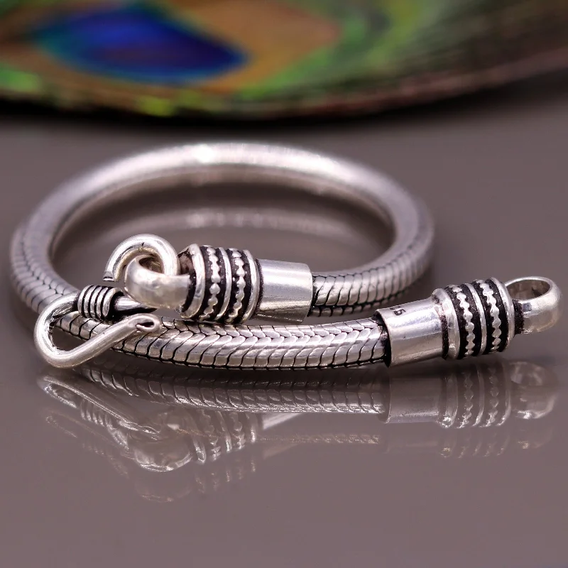 Personalized Engraved Jewelry For Meaningful Gifts 8 inches 5MM Amazing vintage style snake chain handmade 925 sterling silver bracelet unisex indian tribal gifting jewelry sbr73 Personalized Engraved Jewelry For Meaningful Gifts 8 inches 5MM Amazing vintage style snake chain handmade 925 sterling silver bracelet unisex indian tribal gifting jewelry sbr73