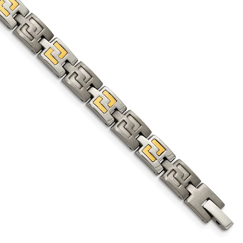 Don't Miss Out On Bestselling Jewelry At Special Prices 8mm 14k Gold Inlay and Titanium Link Bracelet - 8.5 Inch