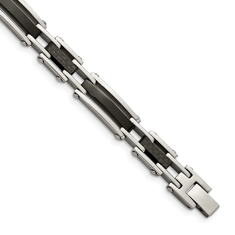 Luxury Meets Affordability – Jewelry Sale Live Now 9.25mm Stainless Steel Black Plated & Carbon Fiber Bracelet, 8.25 Inch Luxury Meets Affordability – Jewelry Sale Live Now 9.25mm Stainless Steel Black Plated & Carbon Fiber Bracelet, 8.25 Inch