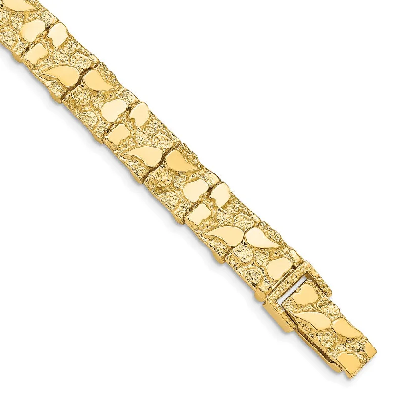 Special Sale On Handcrafted Jewelry – Shop Today 9.5mm 14k Yellow Gold Nugget Link Bracelet, 8 Inch