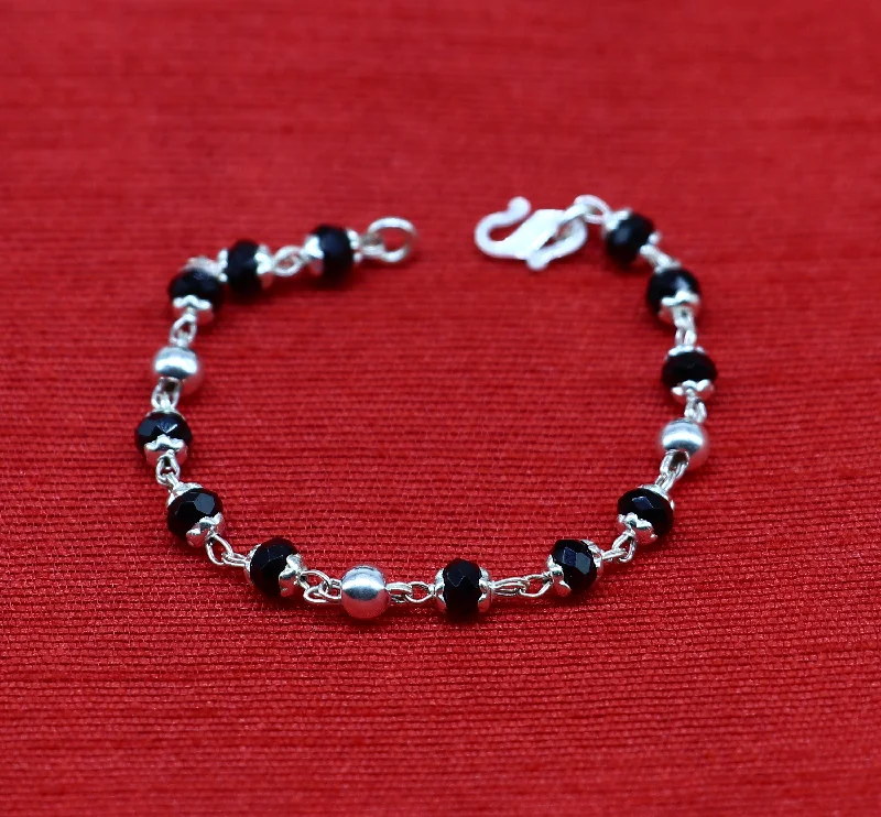 Exclusive Jewelry Sale – Sparkle For Less 925 sterling silver customized black beads Nazariya bracelet, protect from evil eyes, new born baby bracelet stylish jewelry from india bbr9