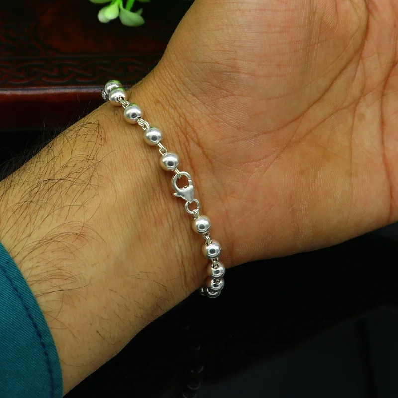 Upgrade Your Jewelry Collection For Less 925 sterling silver handmade 5.5 mm round beads balls unisex bracelet, fabulous customized beaded bracelet stylish gift sbr211 Upgrade Your Jewelry Collection For Less 925 sterling silver handmade 5.5 mm round beads balls unisex bracelet, fabulous customized beaded bracelet stylish gift sbr211