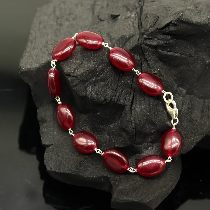 Fashion-Forward Jewelry At Incredible Prices 925 sterling silver handmade long bracelet, excellent oval shape jade red color gemstone unisex bracelet gifting jewelry nsbr186 Fashion-Forward Jewelry At Incredible Prices 925 sterling silver handmade long bracelet, excellent oval shape jade red color gemstone unisex bracelet gifting jewelry nsbr186